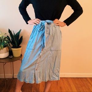 Light Denim Button Skirt